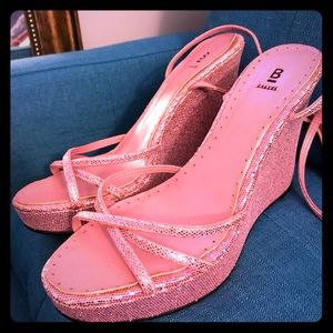 Pink glitter wedges by Bakers. Good condition.